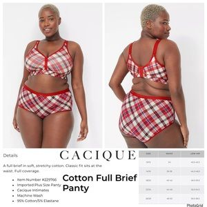 🌟🌟🌟Cacique 22/24 plus size red plaid full brief panty NWT